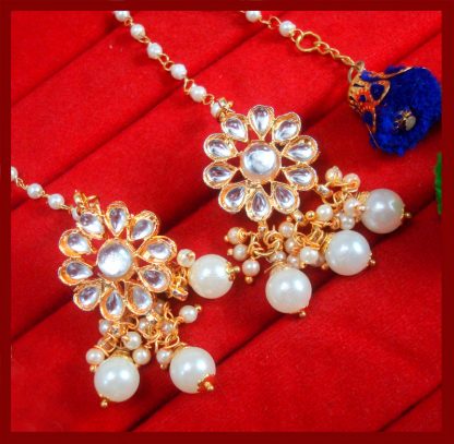 KE78, Bollywood Fashion Gold Plated Kundan Pearl with Pom Pom Earring For Women-3 (2)