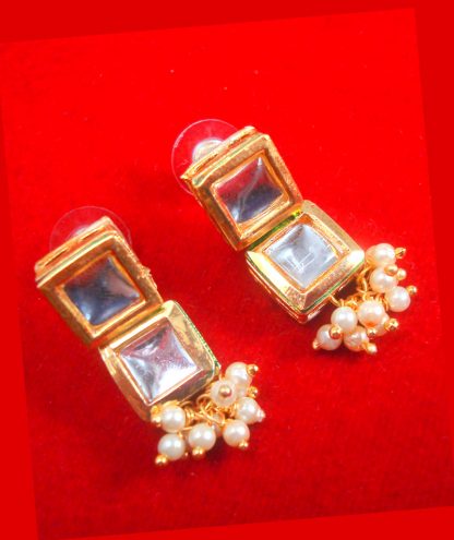 KE79 Bollywood Style Kundan Earring With Pearl for Xmas Special For Women-1