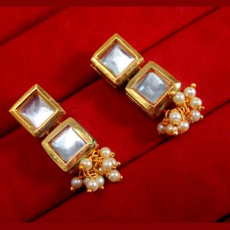 KE79 Bollywood Style Kundan Earring With Pearl for Xmas Special For Women-2