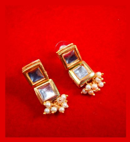KE79 Bollywood Style Kundan Earring With Pearl for Xmas Special For Women