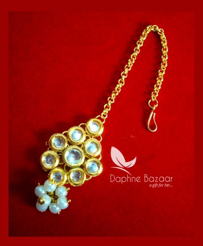 MAG66, Daphne Traditional Kundan Carving Maang Tikka with Pearls Thanksgiving Special-1