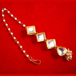 MAG67 Daphne Traditional Kundan and Pearl Carving Maang Tikka for Wedding Events-1