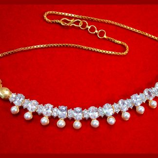 NC31 Daphne Pretty Zircon Golden White Stone Necklace for Women For Xmas Gift-1