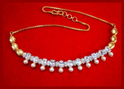 NC31 Daphne Pretty Zircon Golden White Stone Necklace for Women For Xmas Gift-1