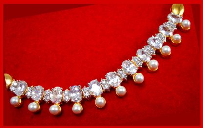 NC31 Daphne Pretty Zircon Golden White Stone Necklace for Women For Xmas Gift-closer view