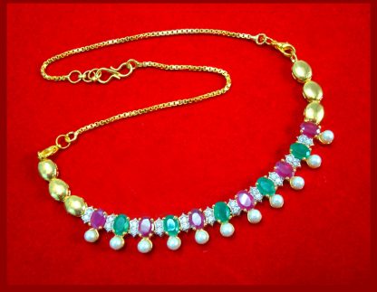 NC32 Daphne Zircon Golden Pink Green Stone Necklace and for Xmas Gift For Women-1