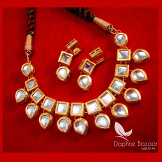 NC74 Traditional Kundan Necklace Set with Earrings Thanksgiving Celebration