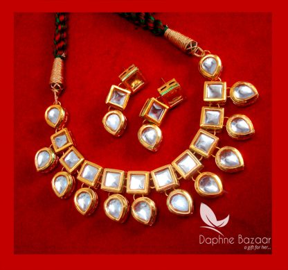 NC74 Traditional Kundan Necklace Set with Earrings Thanksgiving Celebration