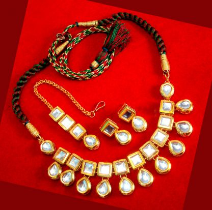 NC76 Traditional Kundan Necklace Set with Earrings and Maang Tikka For Women-1