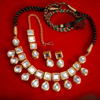NC76 Traditional Kundan Necklace Set with Earrings and Maang Tikka For Women