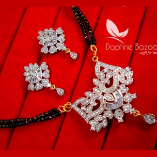 S90, Daphne Silver Art Zircon Mangalsutra set with Earrings for Women