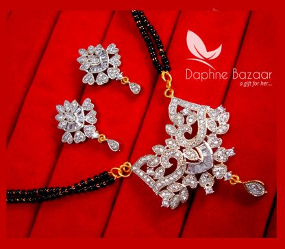 S90, Daphne Silver Art Zircon Mangalsutra set with Earrings for Women