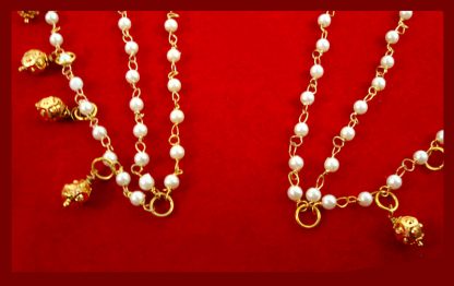 DR16 Indian Bollywood Handmade Golden Beads Pearl Kaan Chain For Women-1DR16 Indian Bollywood Handmade Golden Beads Pearl Kaan Chain For Women-1