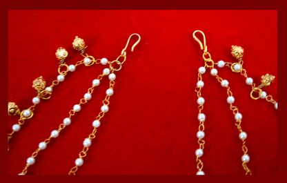DR16 Indian Bollywood Handmade Golden Beads Pearl Kaan Chain For Women-3