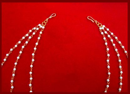 DR17 Indian Stylish Handmade Cultured Pearl Kaan Chain For Wedding-2