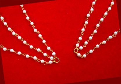 DR17 Indian Stylish Handmade Cultured Pearl Kaan Chain For Wedding-3