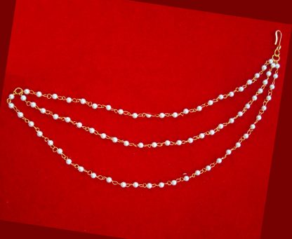 DR17 Indian Stylish Handmade Cultured Pearl Kaan Chain For Wedding-4