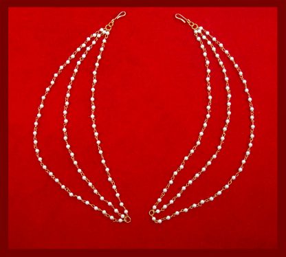DR17 Indian Stylish Handmade Cultured Pearl Kaan Chain For Wedding-1