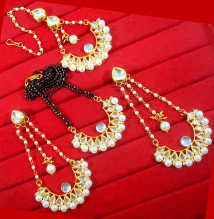 HC33, Daphne Dazzling Kundan Mangalsutra and Maang Tikka Set For New Year for Women-1