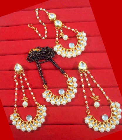 HC33, Daphne Dazzling Kundan Mangalsutra and Maang Tikka Set For New Year for Women-9