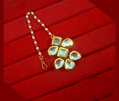 KC12M, Elegant Kundan Carving Maang Tikka For Women Hair Accessories