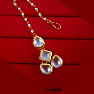 KC15M, Daphne Diva Kundan Pearl Maang Tikka For Women