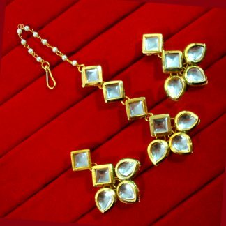 KC16, Daphne Pretty Kundan Carving Maang Tikka With Earrings Set, Best Gift For Women