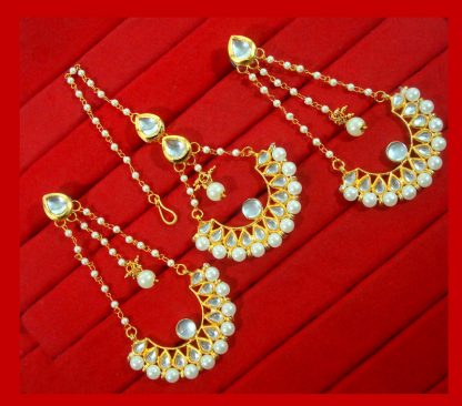 KC18, Daphne Traditional Kundan Carving Maang Tikka With Earrings For Women -5