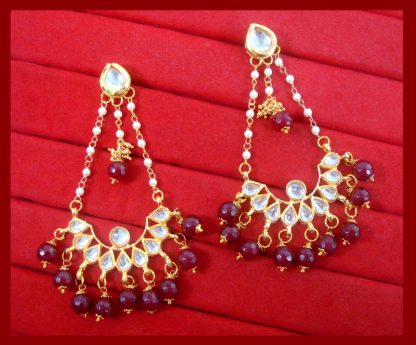 KC21 Stylish Kundan Onyx Beads Carving Earrings set For Women