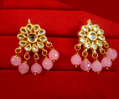 KC22 Latest Kundan Baby Pink Onyx Earrings Set