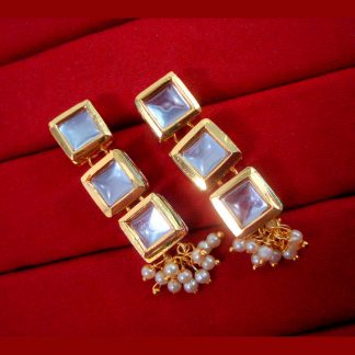 KC23E Bollywood Traditional Style Kundan Earring With Pearl for Valentine Special For Women