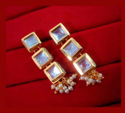 KC23E Bollywood Traditional Style Kundan Earring With Pearl for Valentine Special For Women