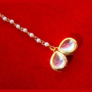 MAG73, Small Stylish Kundan Pearls Maang Tikka , Best Gift For Women