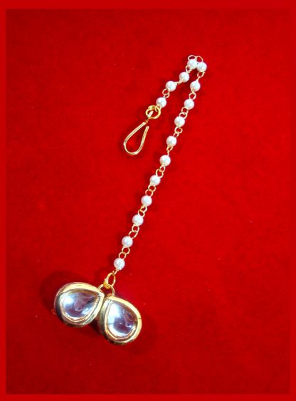 MAG73, Small Stylish Kundan Pearls Maang Tikka , Best Gift For Women -2