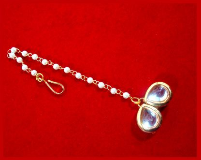 MAG73, Small Stylish Kundan Pearls Maang Tikka , Best Gift For Women -3