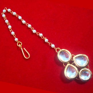 MAG74, Beautiful Indian Style Kundan Pearls Maang Tikka For Women