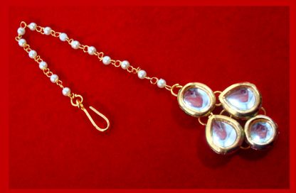 MAG74, Beautiful Indian Style Kundan Pearls Maang Tikka For Women -1