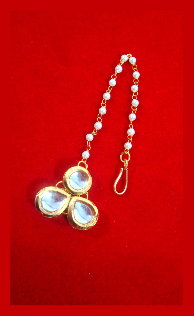 MAG75 Daphne Stylish Kundan Pearls Carving Maang Tikka , Best Gift to Women