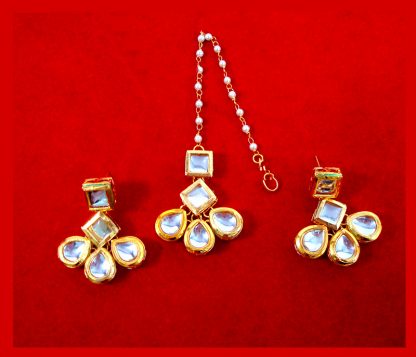 NC93 Bridal Kundan Earrings and Maang Tikka For Wedding