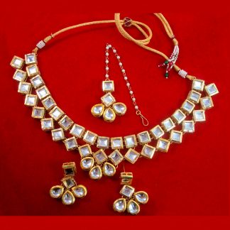 NC93 Bridal Kundan Necklace Set with Earrings and Maang Tikka For Wedding-1