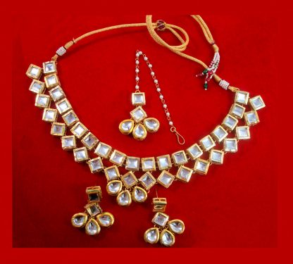 NC93 Bridal Kundan Necklace Set with Earrings and Maang Tikka For Wedding-1