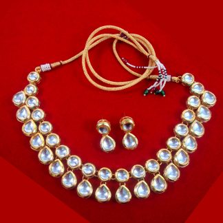 NC94 Fashionable Kundan Necklace Earring Set For Bridal Dresses