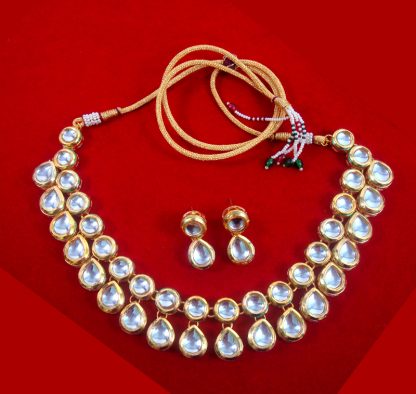 NC94 Fashionable Kundan Necklace Earring Set For Bridal Dresses