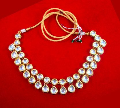 NC94 Fashionable Kundan Necklace Earring Set For Bridal Dresses closer view