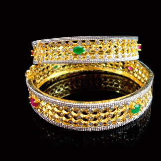 B45 Daphne Studded Ruby Emerald Shade Bangle