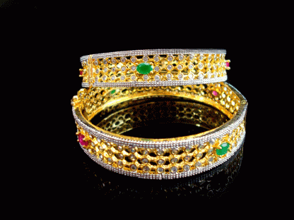 B45 Daphne Studded Ruby Emerald Shade Bangle