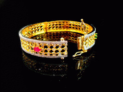 B45 Daphne Studded Ruby Emerald Shade Bangle open view 1