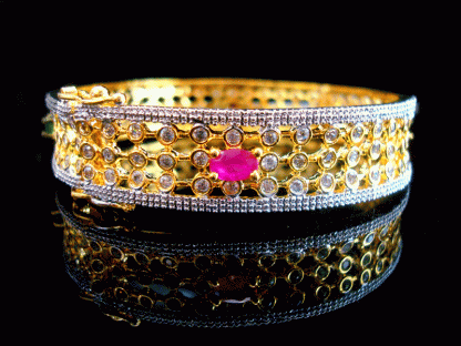 B45 Daphne Studded Ruby Emerald Shade Bangle single view