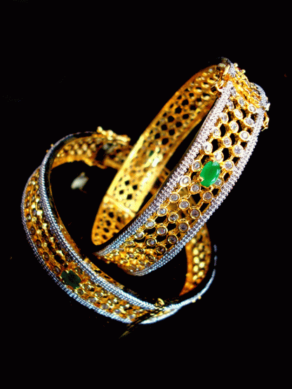 B45 Daphne Studded Ruby Emerald Shade Bangle top view