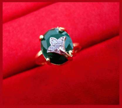 CBU56, Super Saver Zircon Studded Emerald Shade Fashion Ring Combo for Gift